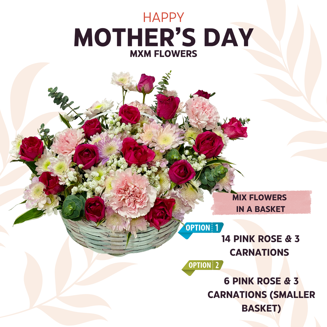 Mix flowers in a basket